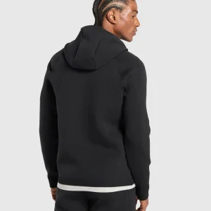 Outlet Gymshark Flat Knit Zip Up Hoodie Black