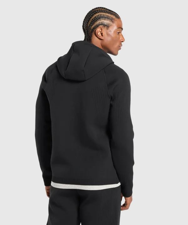 Outlet Gymshark Flat Knit Zip Up Hoodie Black