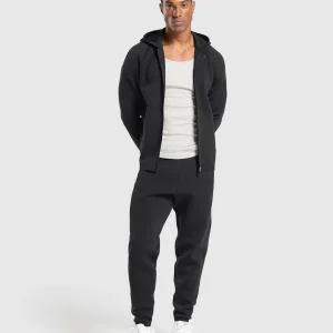 Outlet Gymshark Flat Knit Zip Up Hoodie Black