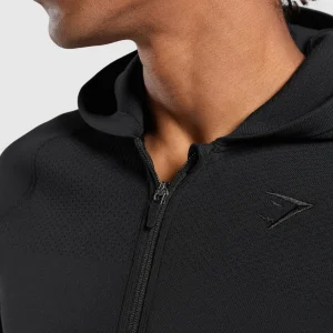 Outlet Gymshark Flat Knit Zip Up Hoodie Black