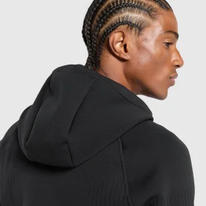 Outlet Gymshark Flat Knit Zip Up Hoodie Black