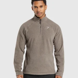 Hot Gymshark Fleece 1/4 Zip CamoBrown/SandBrown