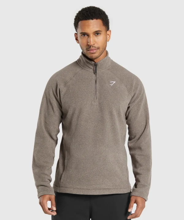 Hot Gymshark Fleece 1/4 Zip CamoBrown/SandBrown