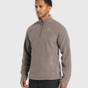 Hot Gymshark Fleece 1/4 Zip CamoBrown/SandBrown