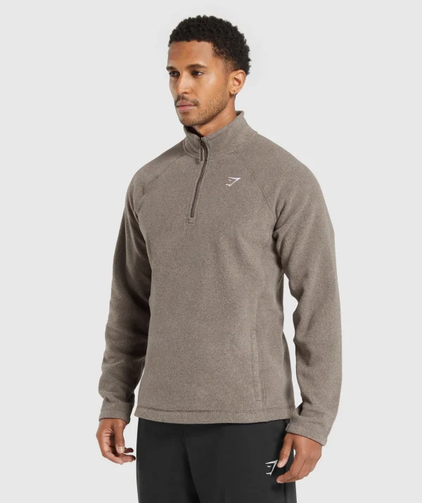 Hot Gymshark Fleece 1/4 Zip CamoBrown/SandBrown