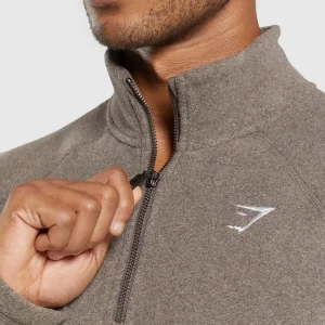 Hot Gymshark Fleece 1/4 Zip CamoBrown/SandBrown