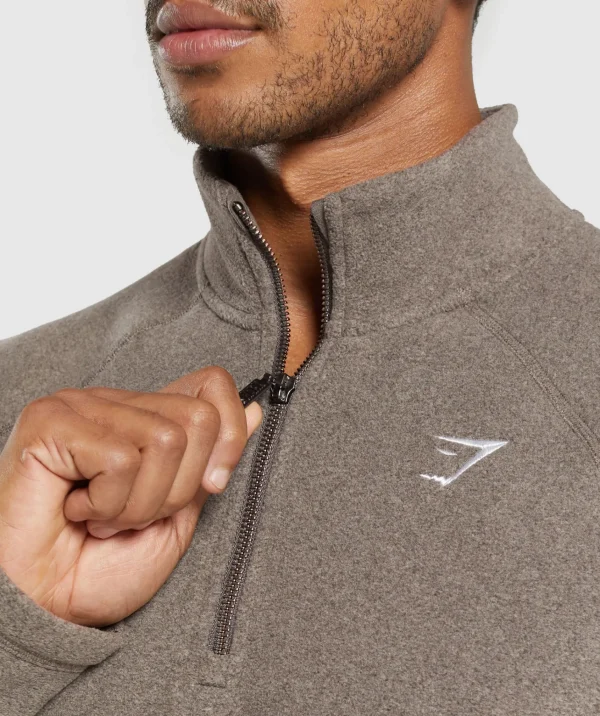 Hot Gymshark Fleece 1/4 Zip CamoBrown/SandBrown