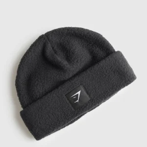 Hot Gymshark Fleece Beanie Black