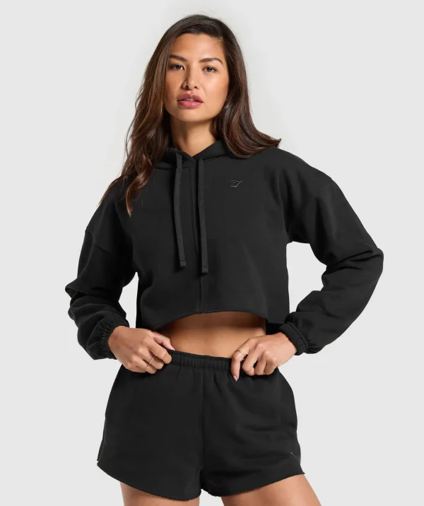 Best Gymshark Fleece Crop Pullover Black