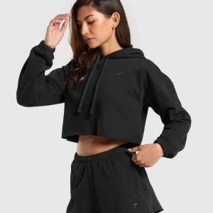 Best Gymshark Fleece Crop Pullover Black