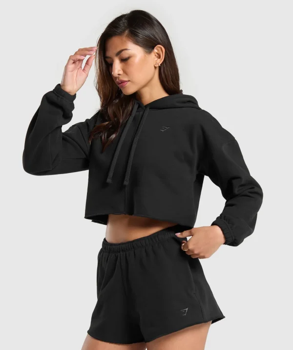 Best Gymshark Fleece Crop Pullover Black