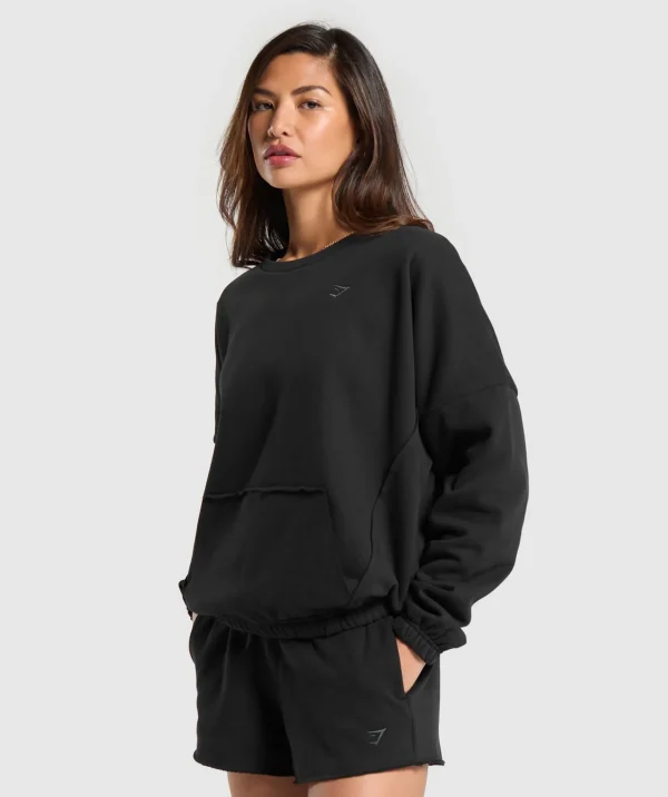 New Gymshark Fleece Oversized Sweatshirt Black