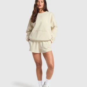 Online Gymshark Fleece Oversized Sweatshirt EcruWhite