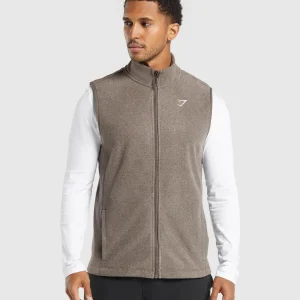 Discount Gymshark Fleece Vest CamoBrown/SandBrown