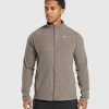 Clearance Gymshark Fleece Zip Through Jacket CamoBrown/SandBrown