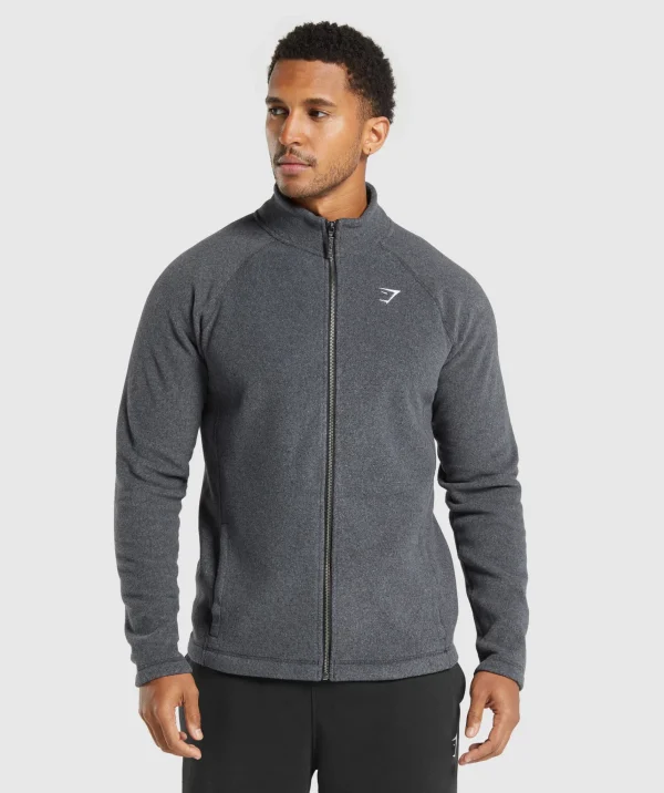 Discount Gymshark Fleece Zip Through Jacket Black/GraphiteGrey