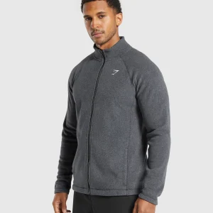 Discount Gymshark Fleece Zip Through Jacket Black/GraphiteGrey