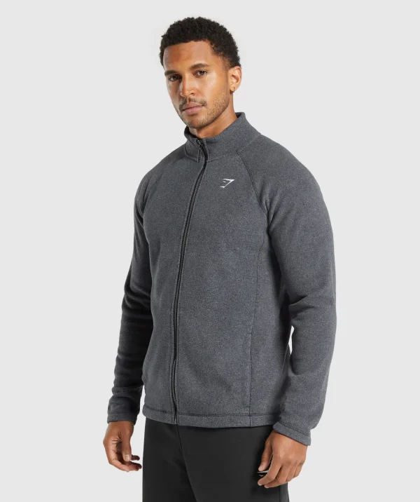 Discount Gymshark Fleece Zip Through Jacket Black/GraphiteGrey