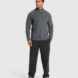 Discount Gymshark Fleece Zip Through Jacket Black/GraphiteGrey