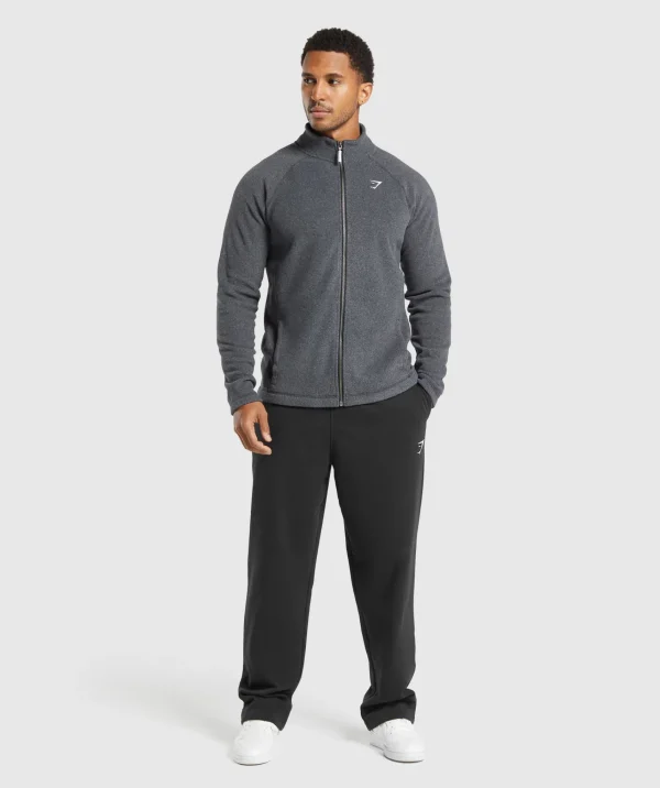 Discount Gymshark Fleece Zip Through Jacket Black/GraphiteGrey