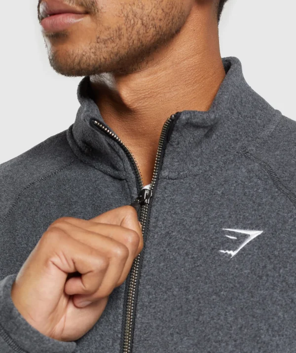 Discount Gymshark Fleece Zip Through Jacket Black/GraphiteGrey