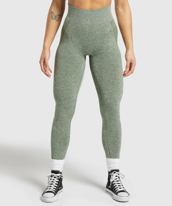 Best Gymshark Flex High Waisted Leggings ForceGreen/VanillaBeige