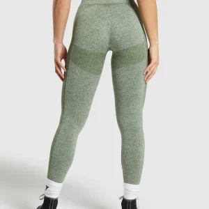 Best Gymshark Flex High Waisted Leggings ForceGreen/VanillaBeige