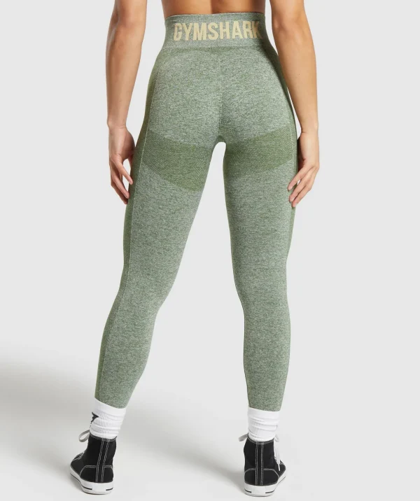 Best Gymshark Flex High Waisted Leggings ForceGreen/VanillaBeige