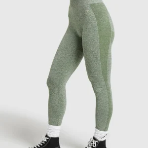 Best Gymshark Flex High Waisted Leggings ForceGreen/VanillaBeige