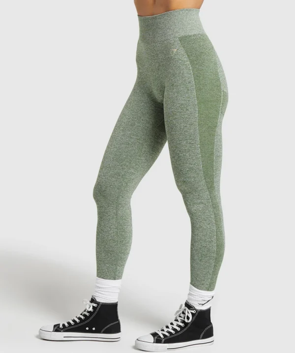 Best Gymshark Flex High Waisted Leggings ForceGreen/VanillaBeige