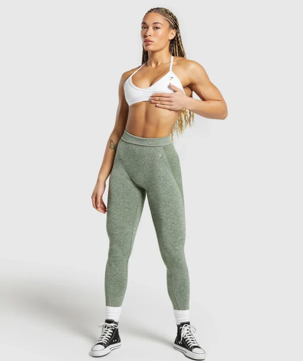 Best Gymshark Flex High Waisted Leggings ForceGreen/VanillaBeige