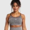 Clearance Gymshark Flex Strappy Sports Bra GreyedPurple/White