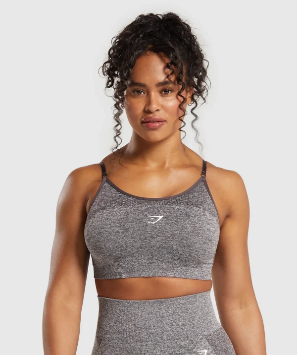 Clearance Gymshark Flex Strappy Sports Bra GreyedPurple/White