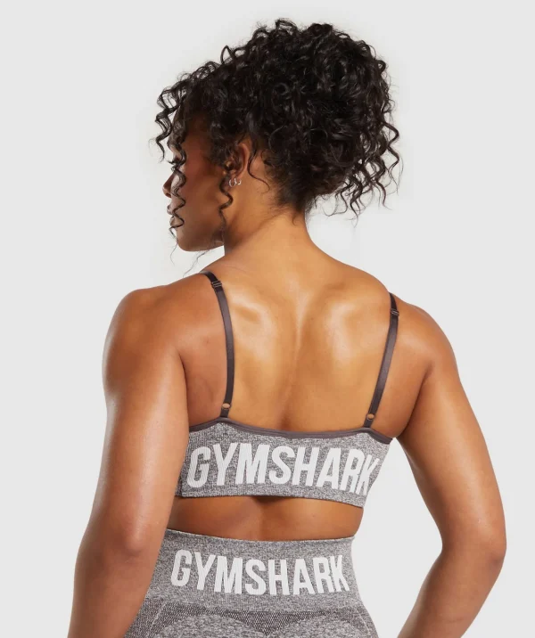 Clearance Gymshark Flex Strappy Sports Bra GreyedPurple/White