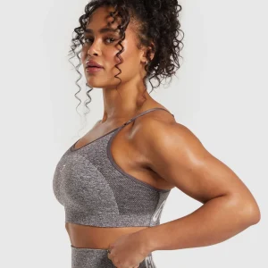 Clearance Gymshark Flex Strappy Sports Bra GreyedPurple/White