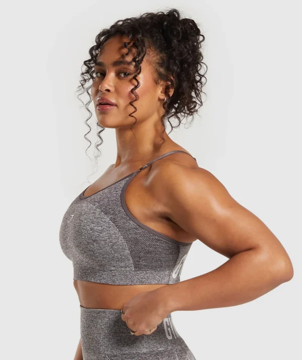 Clearance Gymshark Flex Strappy Sports Bra GreyedPurple/White