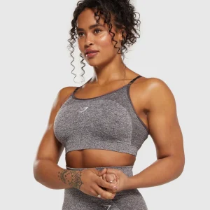 Clearance Gymshark Flex Strappy Sports Bra GreyedPurple/White