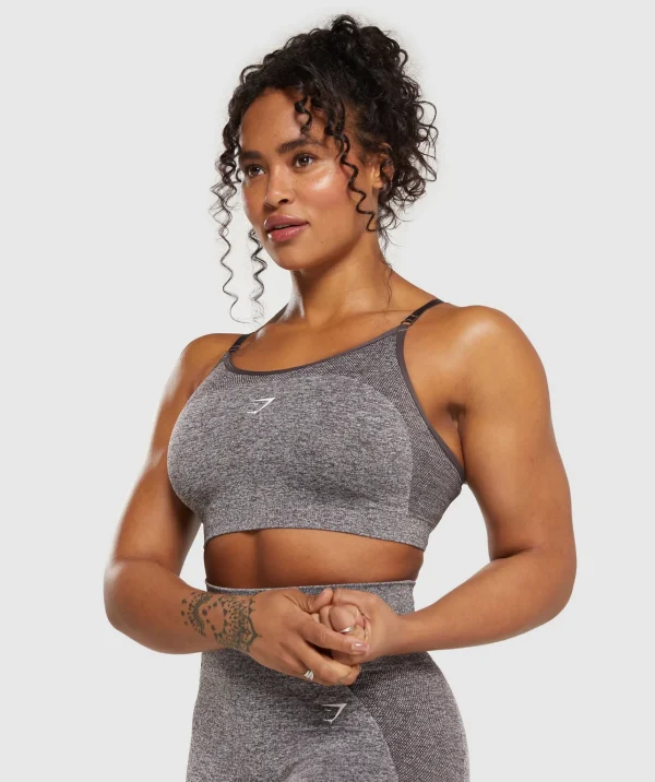 Clearance Gymshark Flex Strappy Sports Bra GreyedPurple/White