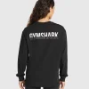 Hot Gymshark Fraction Long Sleeve T-Shirt Black/White