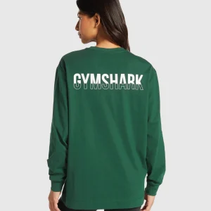 Sale Gymshark Fraction Long Sleeve T-Shirt ConditioningGreen