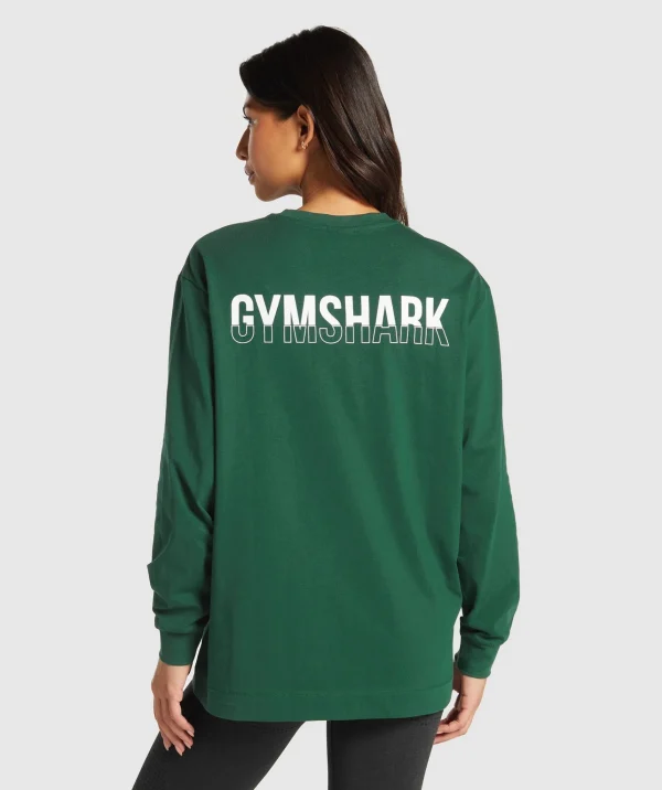 Sale Gymshark Fraction Long Sleeve T-Shirt ConditioningGreen