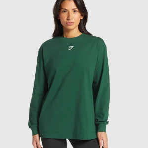 Sale Gymshark Fraction Long Sleeve T-Shirt ConditioningGreen