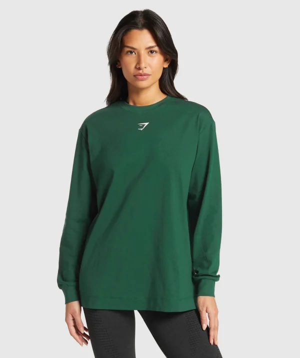 Sale Gymshark Fraction Long Sleeve T-Shirt ConditioningGreen