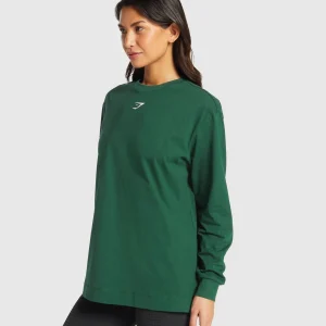 Sale Gymshark Fraction Long Sleeve T-Shirt ConditioningGreen