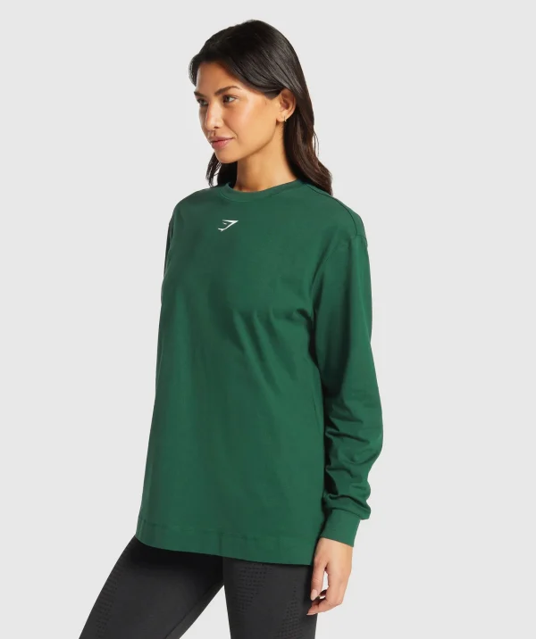 Sale Gymshark Fraction Long Sleeve T-Shirt ConditioningGreen