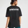 Outlet Gymshark Fraction Oversized T-Shirt Black/White