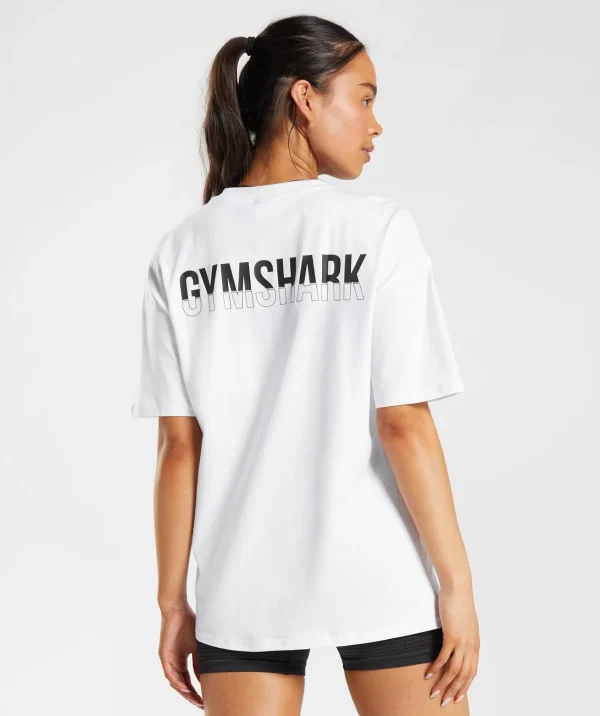 Discount Gymshark Fraction Oversized T-Shirt White