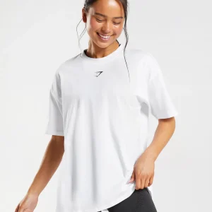 Discount Gymshark Fraction Oversized T-Shirt White