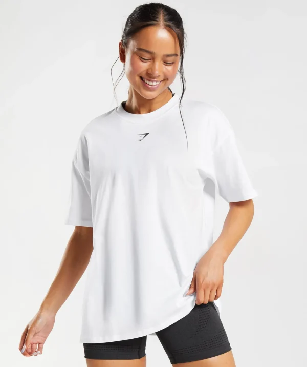 Discount Gymshark Fraction Oversized T-Shirt White