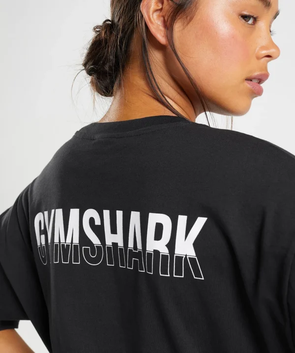 Outlet Gymshark Fraction Oversized T-Shirt Black/White